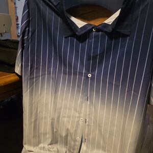 Navy and White Gradient Men's Shirt